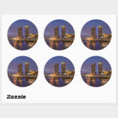 Skyline bij schemering, aan de Grand River Ronde Sticker (Vel)