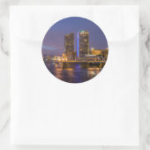 Skyline bij schemering, aan de Grand River Ronde Sticker (Tas)