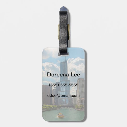 Skyline Chicago Bagagelabel (Achterkant verticaal)