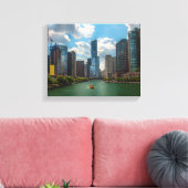 Skyline Chicago Canvas Afdruk (Insitu (Woonkamer))