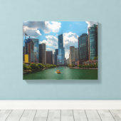 Skyline Chicago Canvas Afdruk (Insitu (Houten vloer))