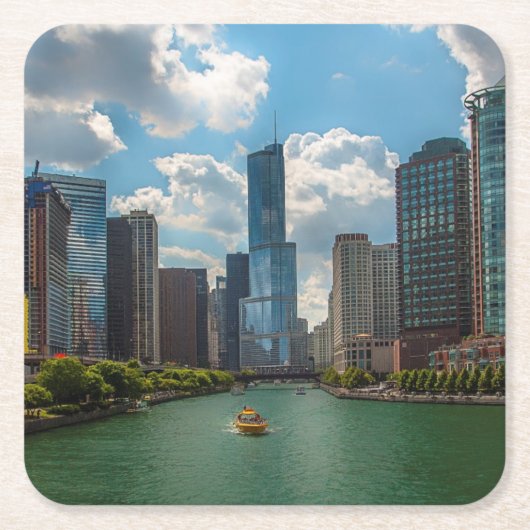 Skyline Chicago Kartonnen Onderzetters (Voorkant)