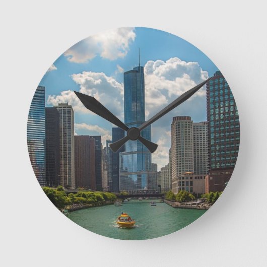 Skyline Chicago Ronde Klok (Voorkant)