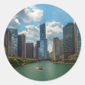 Skyline Chicago Ronde Sticker (Voorkant)