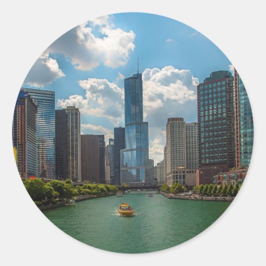 Skyline Chicago Ronde Sticker (Voorkant)