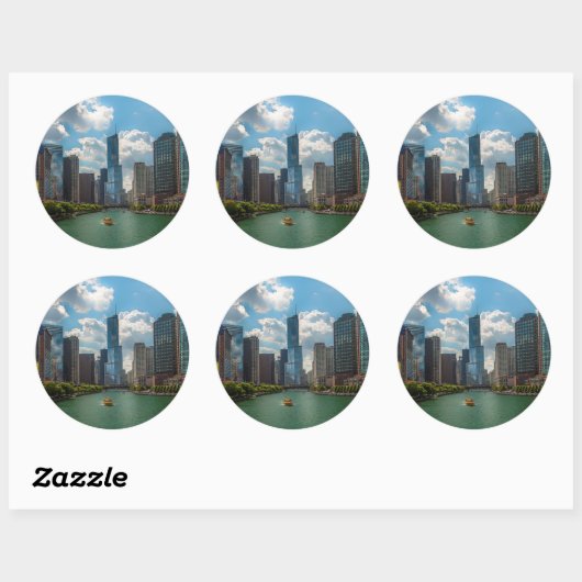Skyline Chicago Ronde Sticker (Vel)
