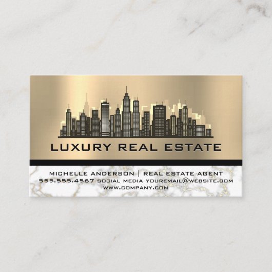 Skyline City | Goudolie met metaal Visitekaartje (Voorkant)