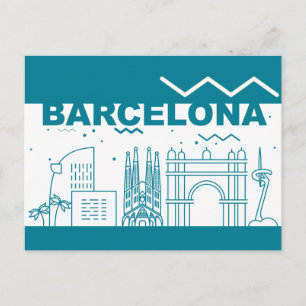 Skyline City Landschap Barcelona, Spanje Briefkaart