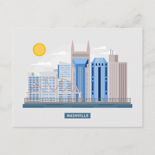 Skyline City Landschap | Nashville, Tennessee Briefkaart (Voorkant)