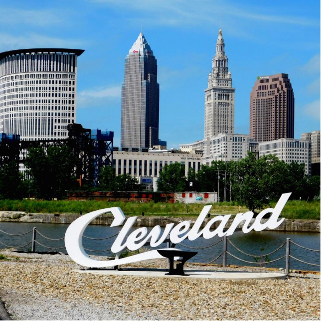 Skyline Cleveland Staand Fotobeeldje (Voorkant)