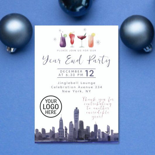 Skyline Company Year End Party Invitation Kaart