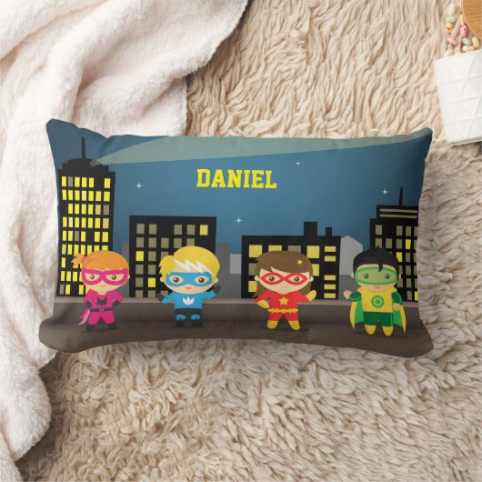 Skyline Cute Superheld for Kids Room Kussen (Deken)