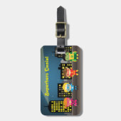 Skyline Cute Superheld voor kinderen Bagagelabel (Voorkant verticaal)