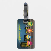 Skyline Cute Superheld voor kinderen Bagagelabel (Achterkant verticaal)