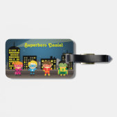 Skyline Cute Superheld voor kinderen Bagagelabel (Achterkant horizontaal)