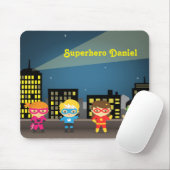Skyline Cute Superheld voor kinderen Muismat (Met muis)
