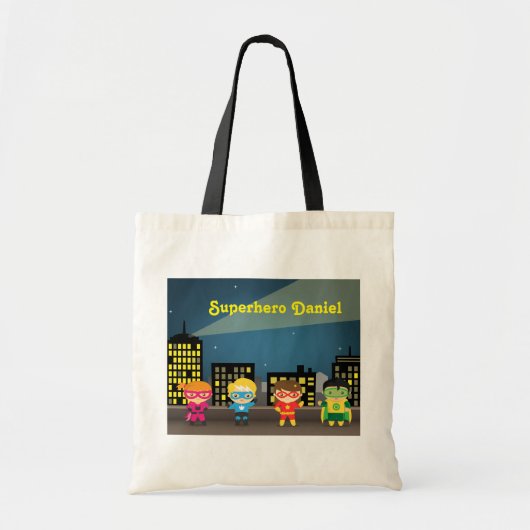 Skyline Cute Superheld voor kinderen Tote Bag (Voorkant)