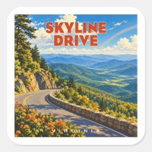 Skyline Drive Shenandoah Virginia Regenboog Vierkante Sticker