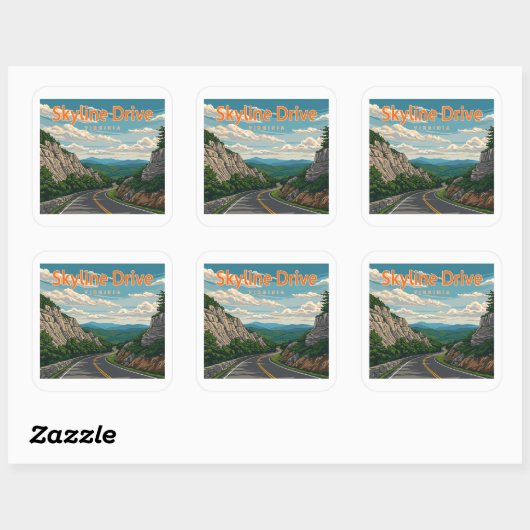 Skyline Drive Virginia Landschap Vierkante Sticker (Vel)