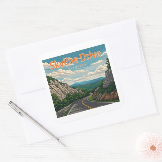 Skyline Drive Virginia Landschap Vierkante Sticker (Envelop)
