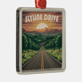 Skyline Drive Virginia Sunset Metalen Ornament (Rechts)