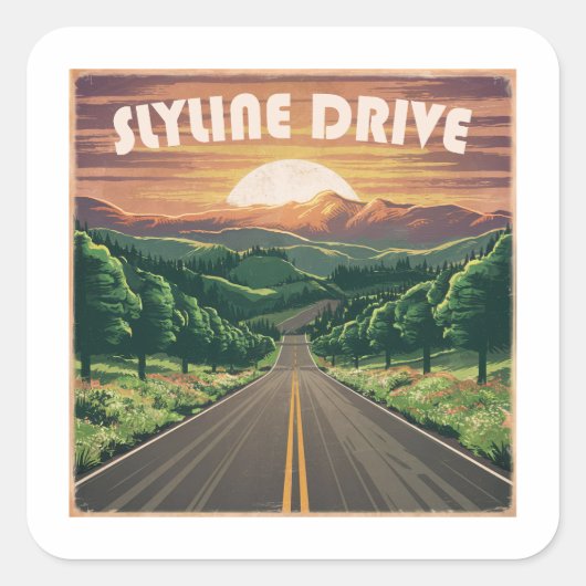 Skyline Drive Virginia Sunset Vierkante Sticker (Voorkant)