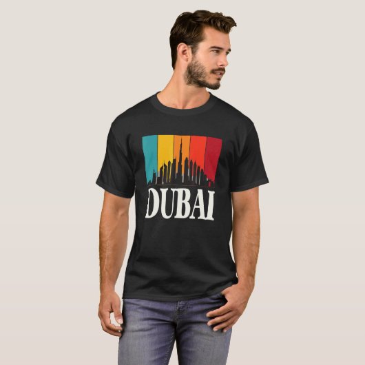 Skyline Dubai Retro Burj Khalifa United Arab Emira T-shirt (Voorkant volledig)