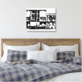 Skyline en STI zwart-wit Canvas print (Insitu (Slaapkamer))