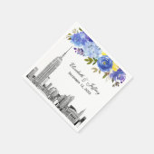 Skyline ESB Etch Blauw Geel Bloemen Waterverf Servet (Hoek)