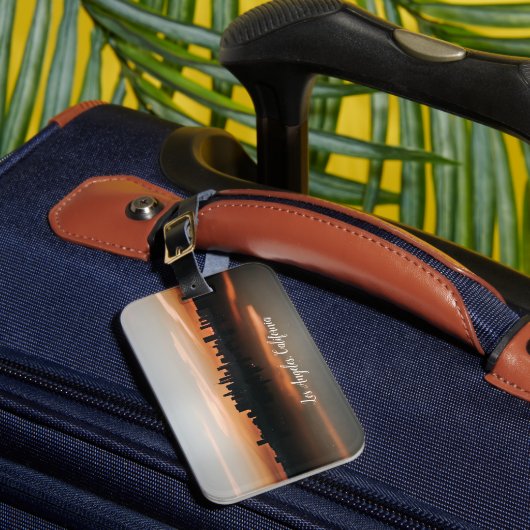 Skyline Fotografie van Los Angeles op Sunset Bagagelabel (Voorkant Insitu 1)