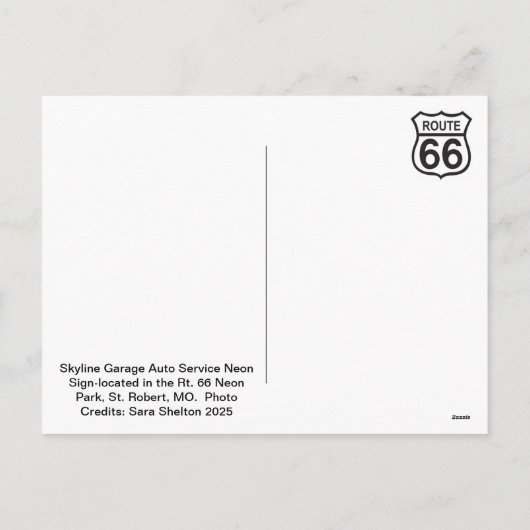 Skyline Garage Auto Service Neon Sign Feestdagenkaart (Achterkant)