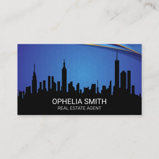 Skyline Gebouwen | Modern Geometrisch Visitekaartje (Voorkant)