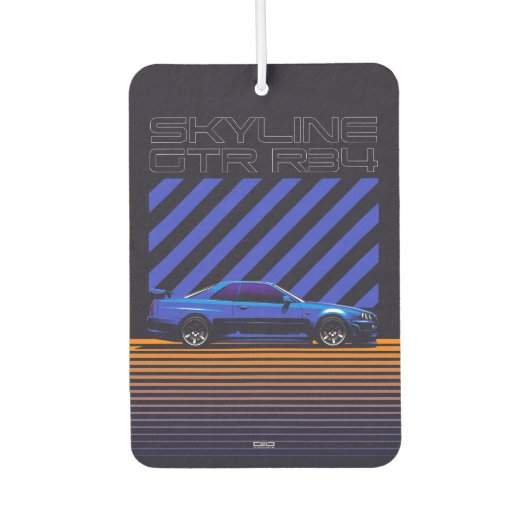 Skyline GT-R R34 Bayside Blue Luchtverfrisser (Voorkant)