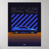Skyline GT-R R34 Bayside Blue Poster (Voorkant)
