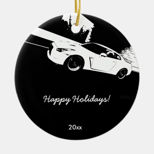 Skyline GT-R Rolling shot kerstversients Keramisch Ornament (Voorkant)