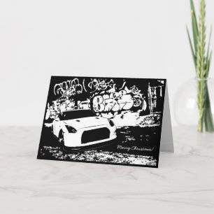 Skyline GTR met Graffiti CarTheme Christmas Kaart