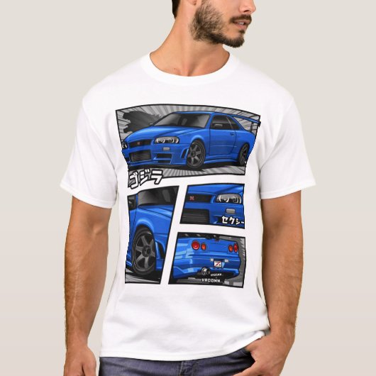 Skyline Gtr R34 Manga Lovers T-ShirtGTR R-34 Manga T-shirt (Voorkant)