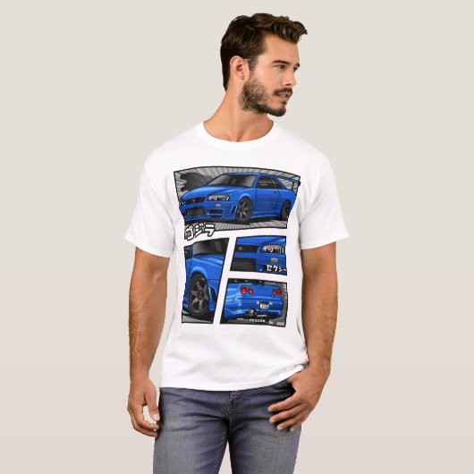 Skyline Gtr R34 Manga Lovers T-ShirtGTR R-34 Manga T-shirt (Voorkant volledig)