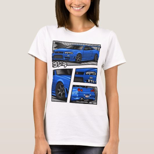 Skyline Gtr R34 Manga Lovers T-ShirtGTR R-34 Manga T-shirt (Voorkant)
