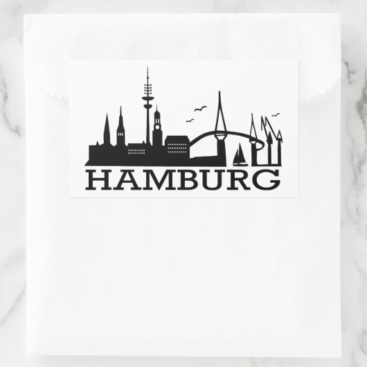Skyline Hamburg Rechthoekige Sticker (Tas)