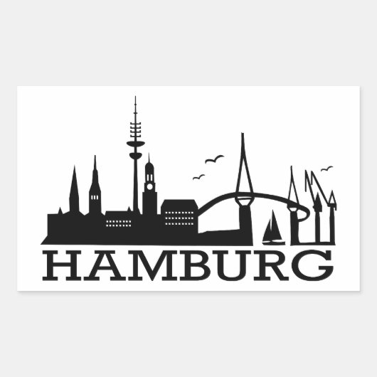 Skyline Hamburg Rechthoekige Sticker (Voorkant)