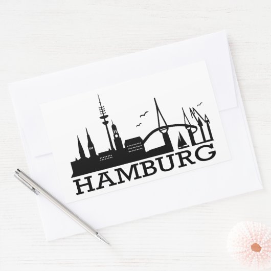 Skyline Hamburg Rechthoekige Sticker (Envelop)