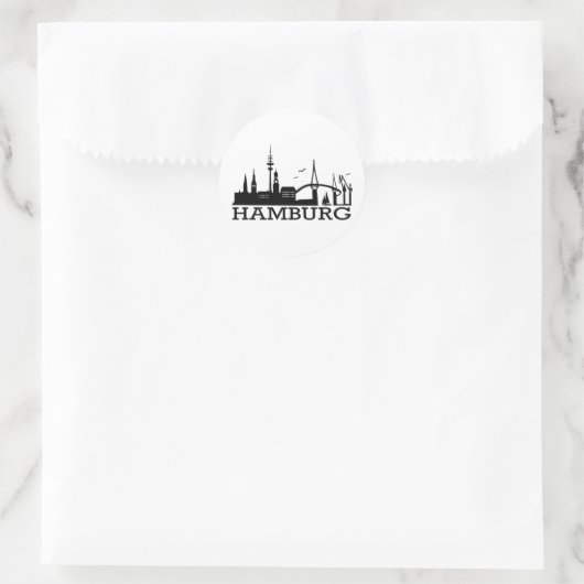 Skyline Hamburg Ronde Sticker (Tas)