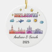 Skyline Helsinki Ornament, Finland Keramisch Ornament (Voorkant)