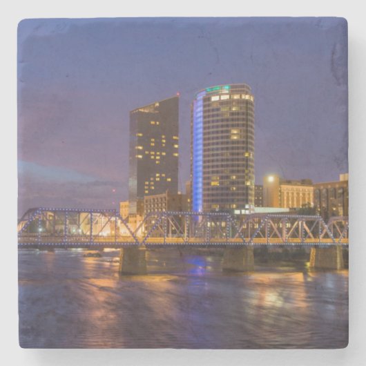 Skyline in Dusk, op de Grote rivier Stenen Onderzetter (Voorkant)