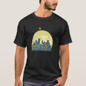 Skyline in front of Moon and Satellite Building Ci T-shirt (Voorkant)