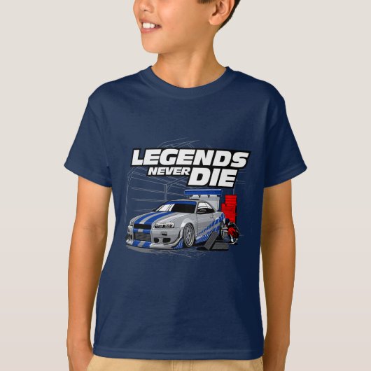 SKYLINE LEGENDS STERVEN NOOIT! T-SHIRT (Voorkant)