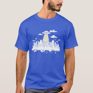 Skyline met Ufo Gebouw Stad Silhouet jongen T-shirt