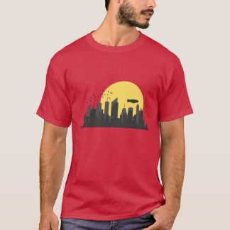 Skyline met Zeppelin Bouwstad Omtrek vriend T-shirt