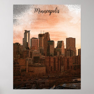  skyline Minneapolis Poster
